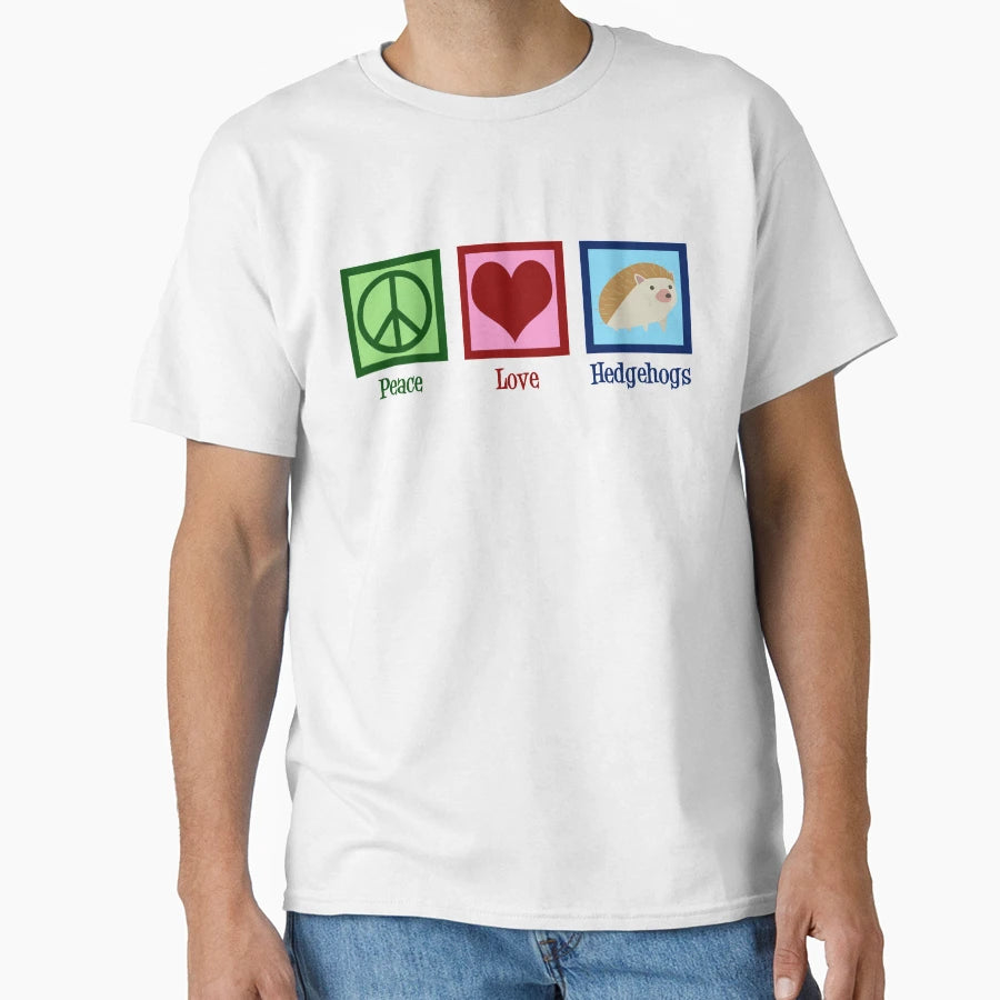 Peace Love Hedgehogs T-Shirt - Graphic Print Unisex - T-Shirt, Sweatshirt, Hoodie