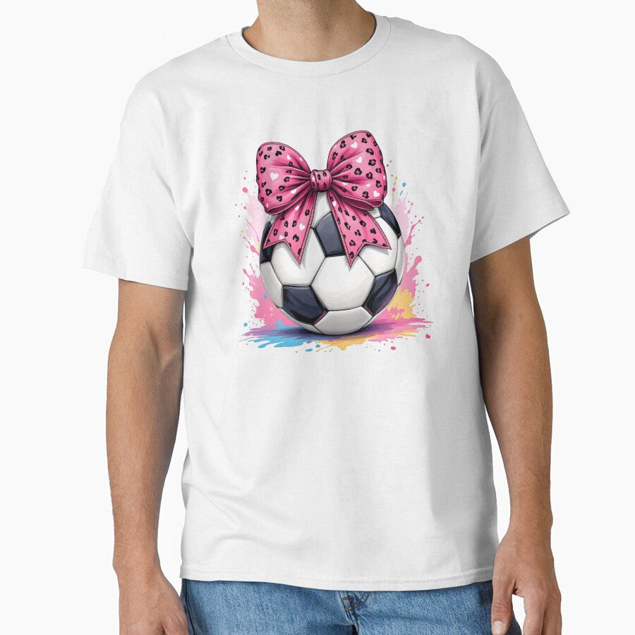 Soccer ball white pink bow by jkrphoto - Adult & Kids T-Shirts, Sweatshirts & Hoodies apparel design preview 1