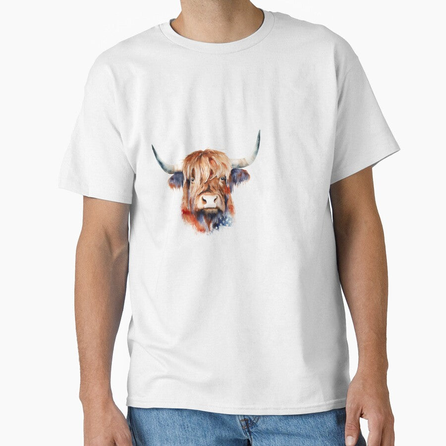 Patriotic highland cow by hjstudioo - Adult & Kids T-Shirts, Sweatshirts & Hoodies apparel design preview 1