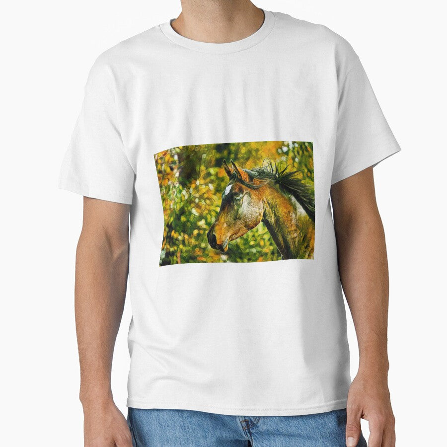 Colorful portrait of a thoroughbred horse in brown - Adult & Kids T-Shirts, Sweatshirts & Hoodies apparel design preview 1