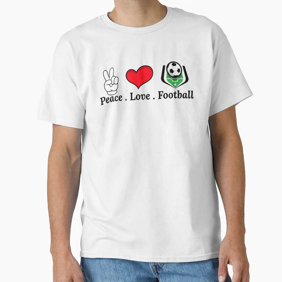 Peace Love Football T-Shirt - Minimalist Print for Adults - T-Shirt, Sweatshirt, Hoodie