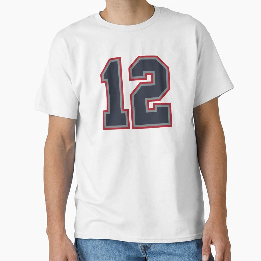 12 Navy Grey Red Sports Number Twelve T-Shirt - Custom Art Print Unisex - T-Shirt, Sweatshirt, Hoodie