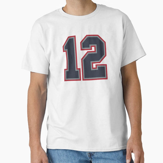 12 Navy Grey Red Sports Number Twelve T-Shirt - Custom Art Print Unisex - T-Shirt, Sweatshirt, Hoodie
