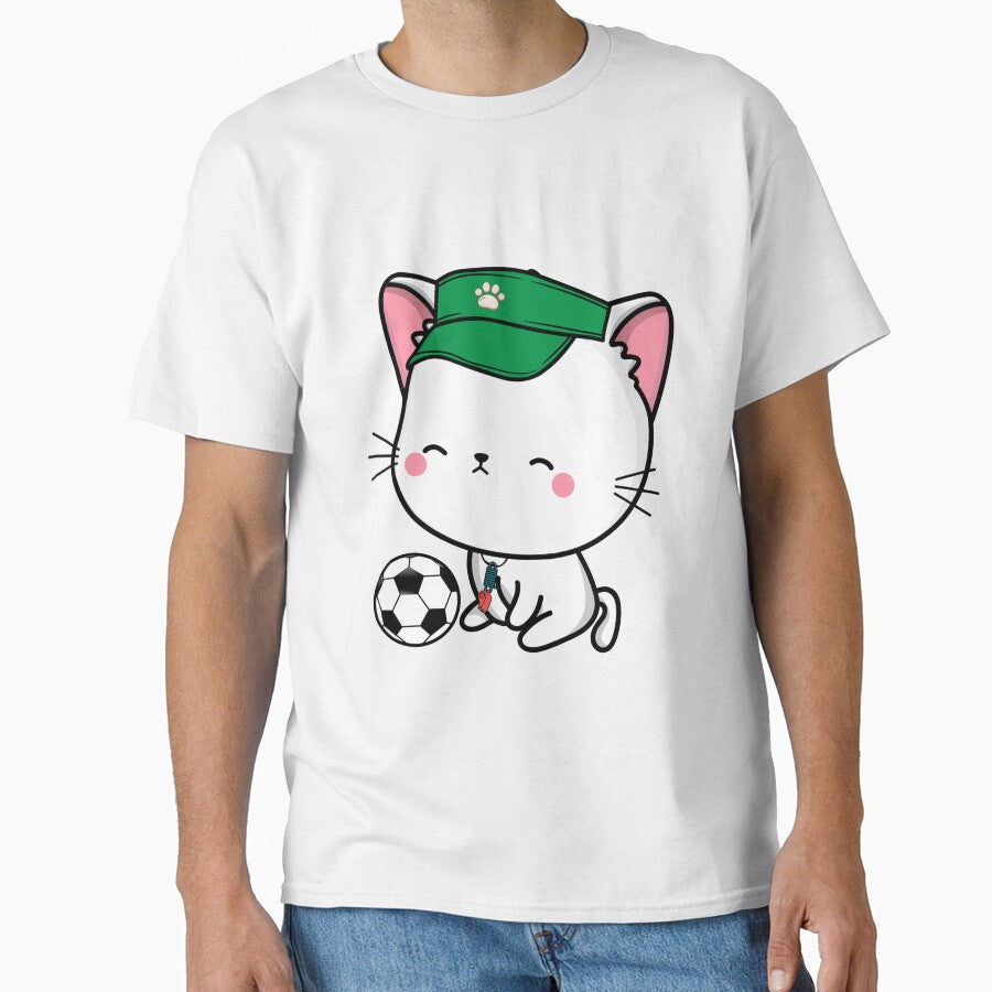 Soccer Player White Cat by Pet Station - Adult & Kids T-Shirts, Sweatshirts & Hoodies apparel design preview 1