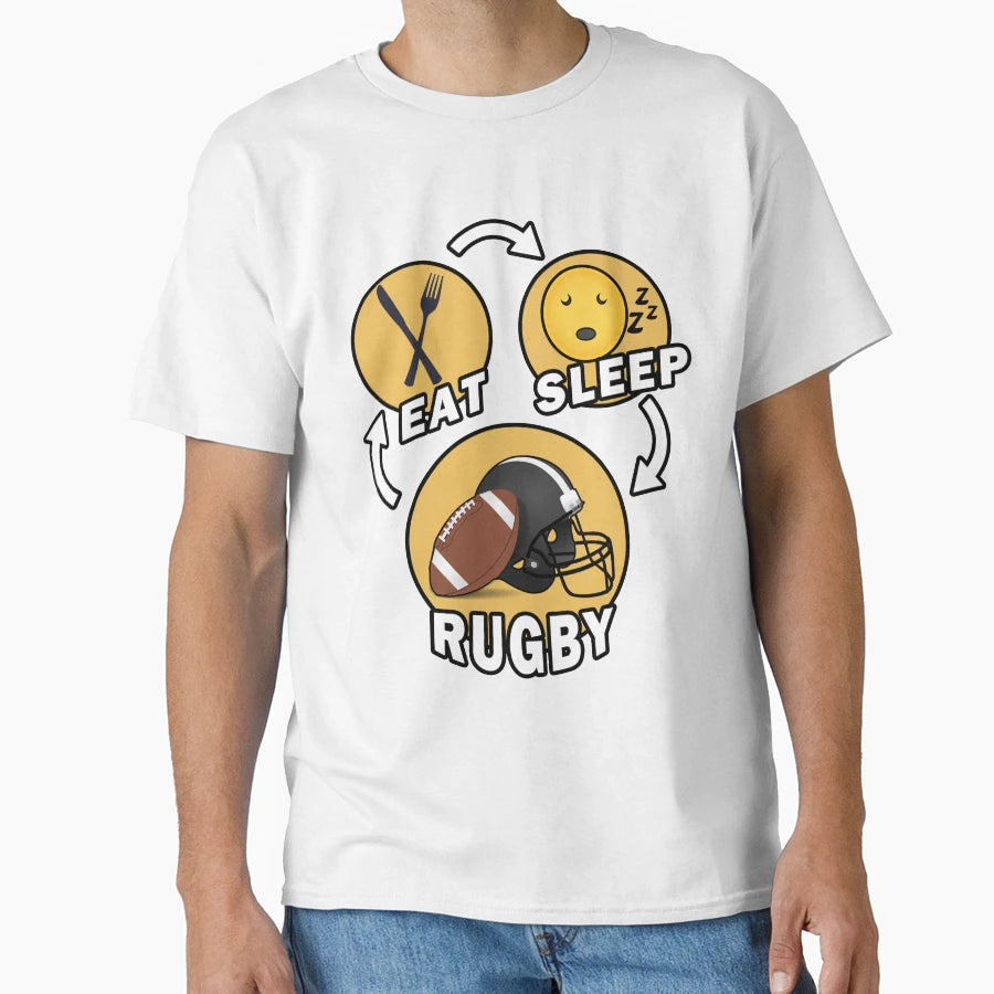 Eat Sleep Rugby Repeat T-Shirt - Casual Everyday Wear for Adults - T-Shirt, Sweatshirt, Hoodie