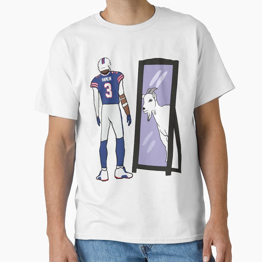 Damar Hamlin Mirror Goat T-Shirt - Unique Graphic for Adults - T-Shirt, Sweatshirt, Hoodie