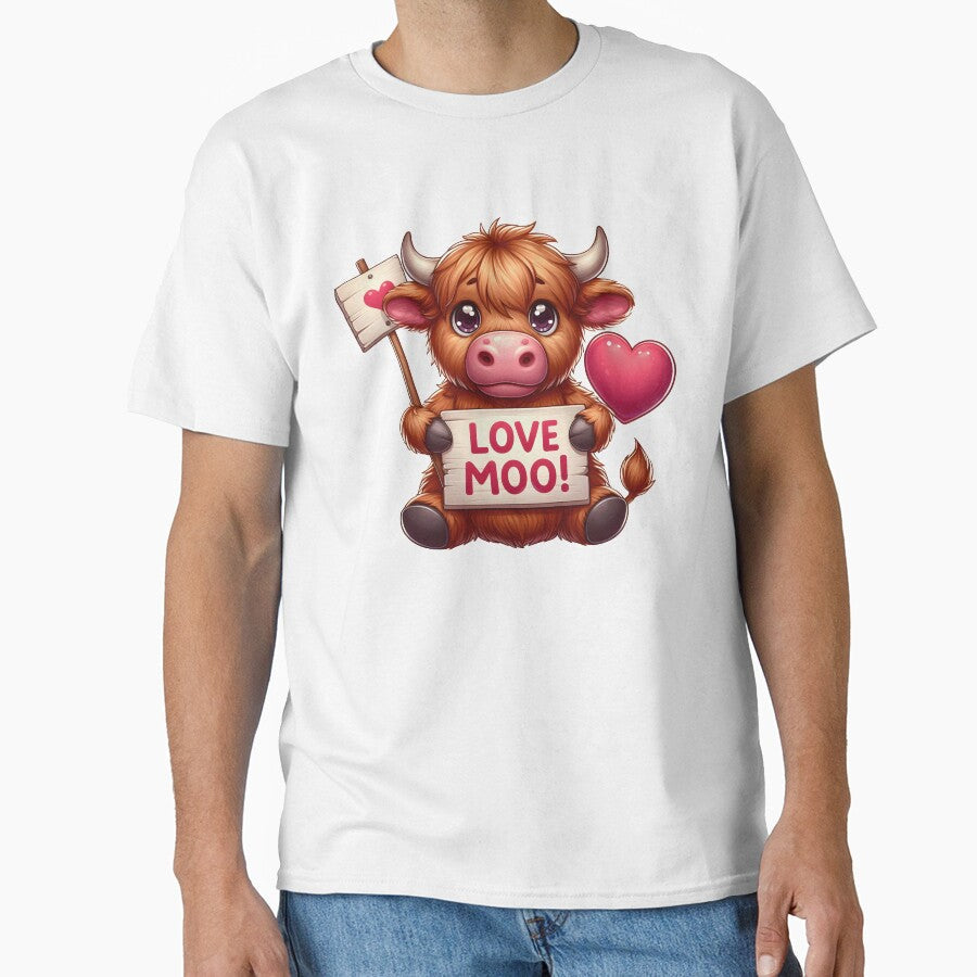 Love moo. Highland cow. by AnlizArtShop - Adult & Kids T-Shirts, Sweatshirts & Hoodies apparel design preview 1