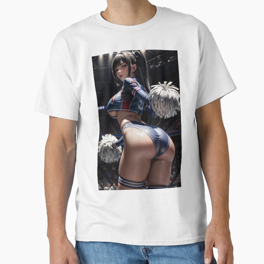 Anime Cheerleader Under Boobs T-Shirt - Minimalist Print for Adults - T-Shirt, Sweatshirt, Hoodie