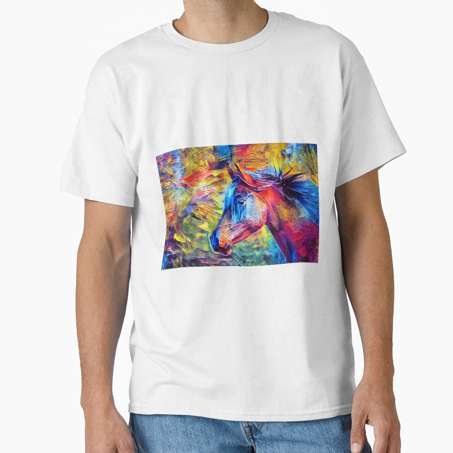 Portrait of a thoroughbred horse colorful thick oil - Adult & Kids T-Shirts, Sweatshirts & Hoodies apparel design preview 1