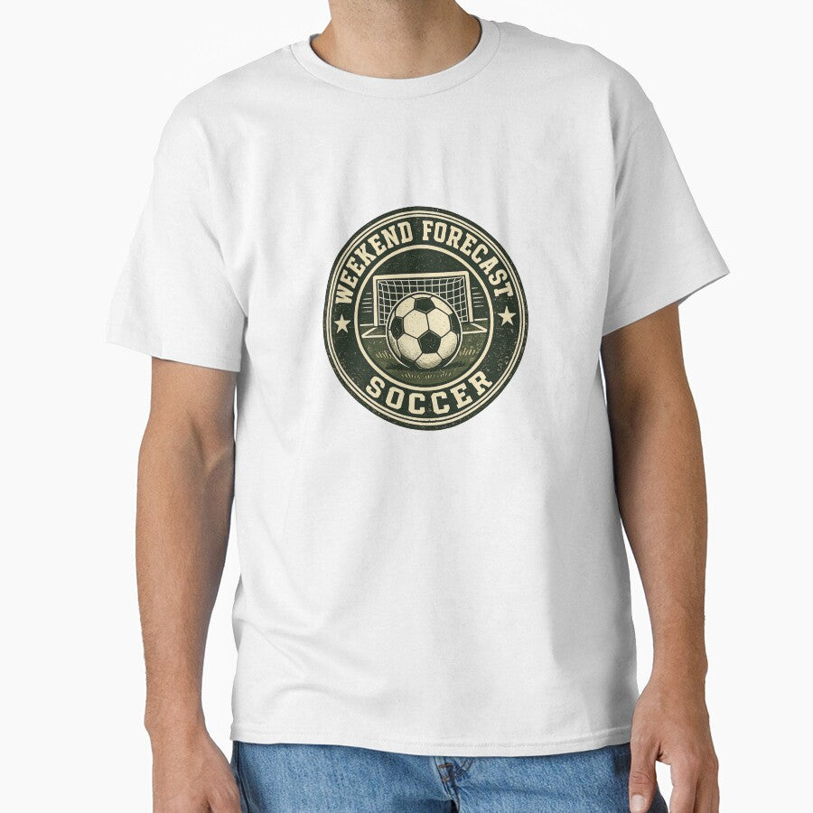Weekend Forecast Soccer Vintage Badge by - Adult & Kids T-Shirts, Sweatshirts & Hoodies apparel design preview 1