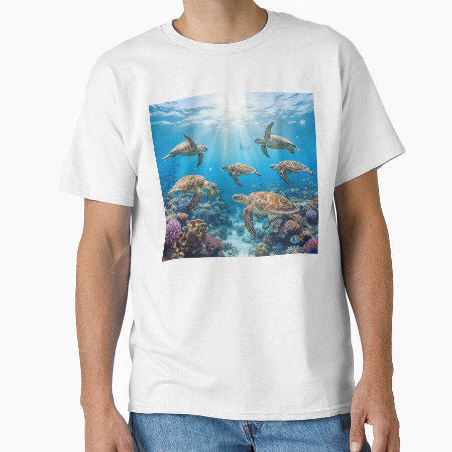 Sea Turtles Above Coral Reef by JuViRo - Adult & Kids T-Shirts, Sweatshirts & Hoodies apparel design preview 1