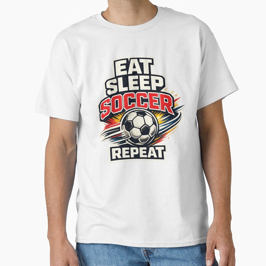 Eat Sleep Soccer Repeat Vintage Graphic by - Adult & Kids T-Shirts, Sweatshirts & Hoodies apparel design preview 1