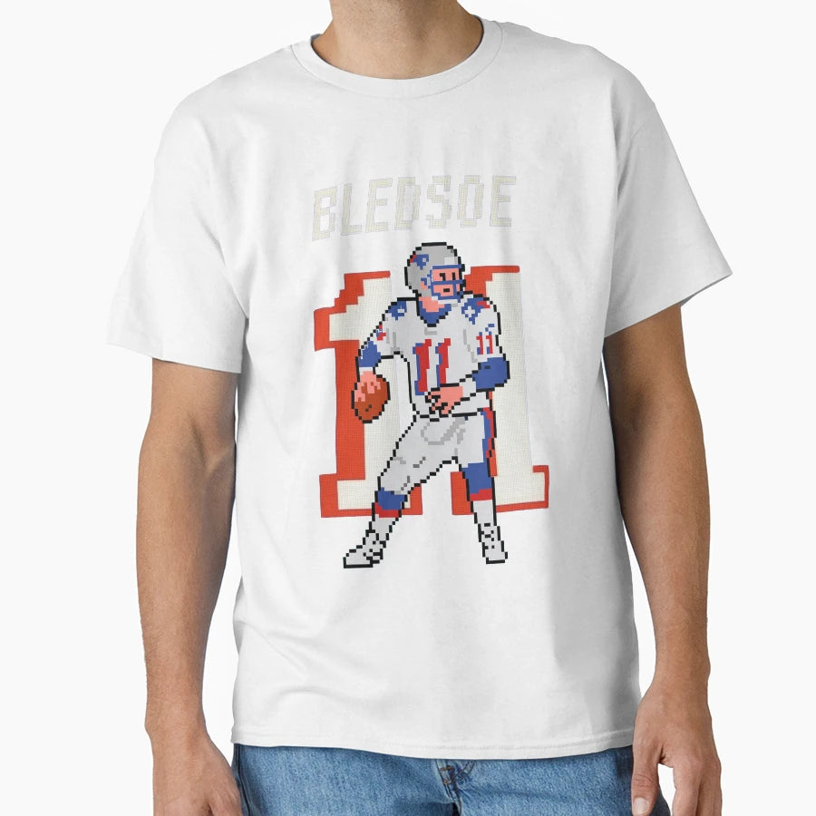 Drew Bledsoe Pixel Art New England T-Shirt - Custom Art Print Men Women - T-Shirt, Sweatshirt, Hoodie