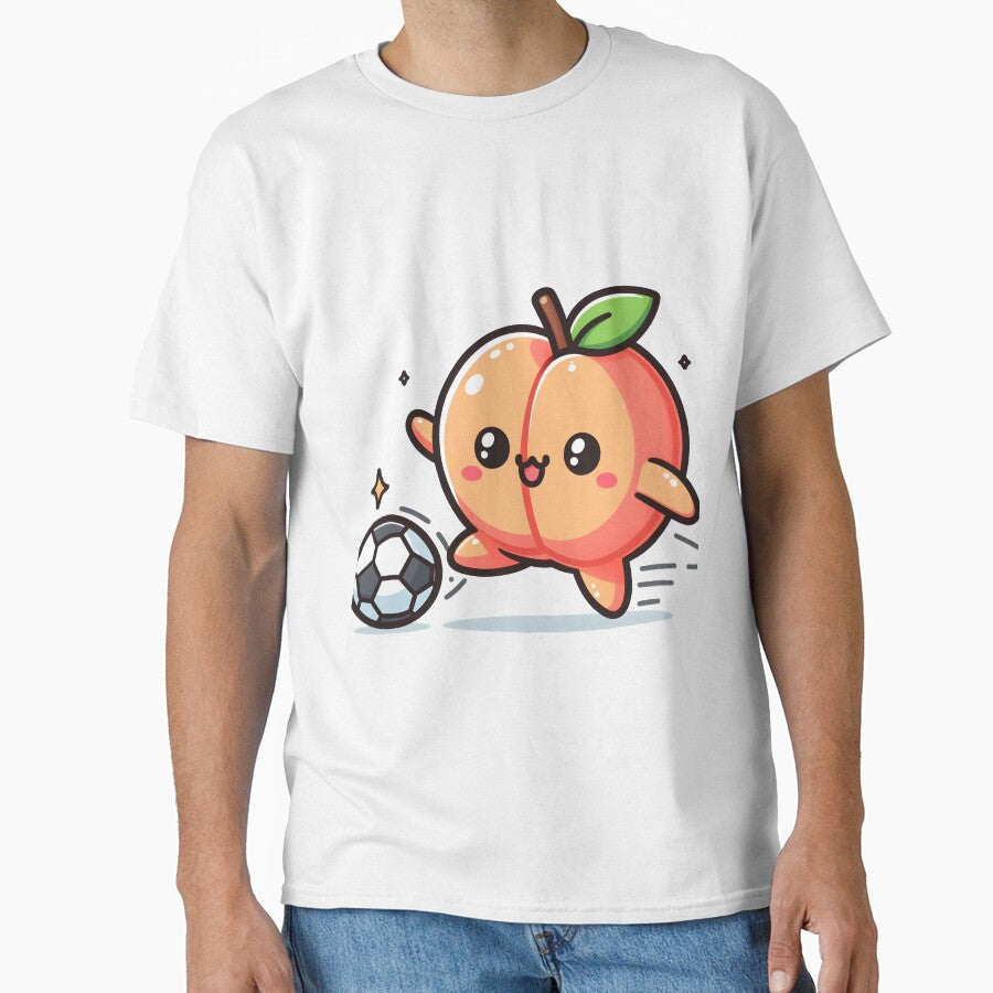 Kawaii Peach With Soccer Shoes Playing by CanvasCutie - Adult & Kids T-Shirts, Sweatshirts & Hoodies apparel design preview 1