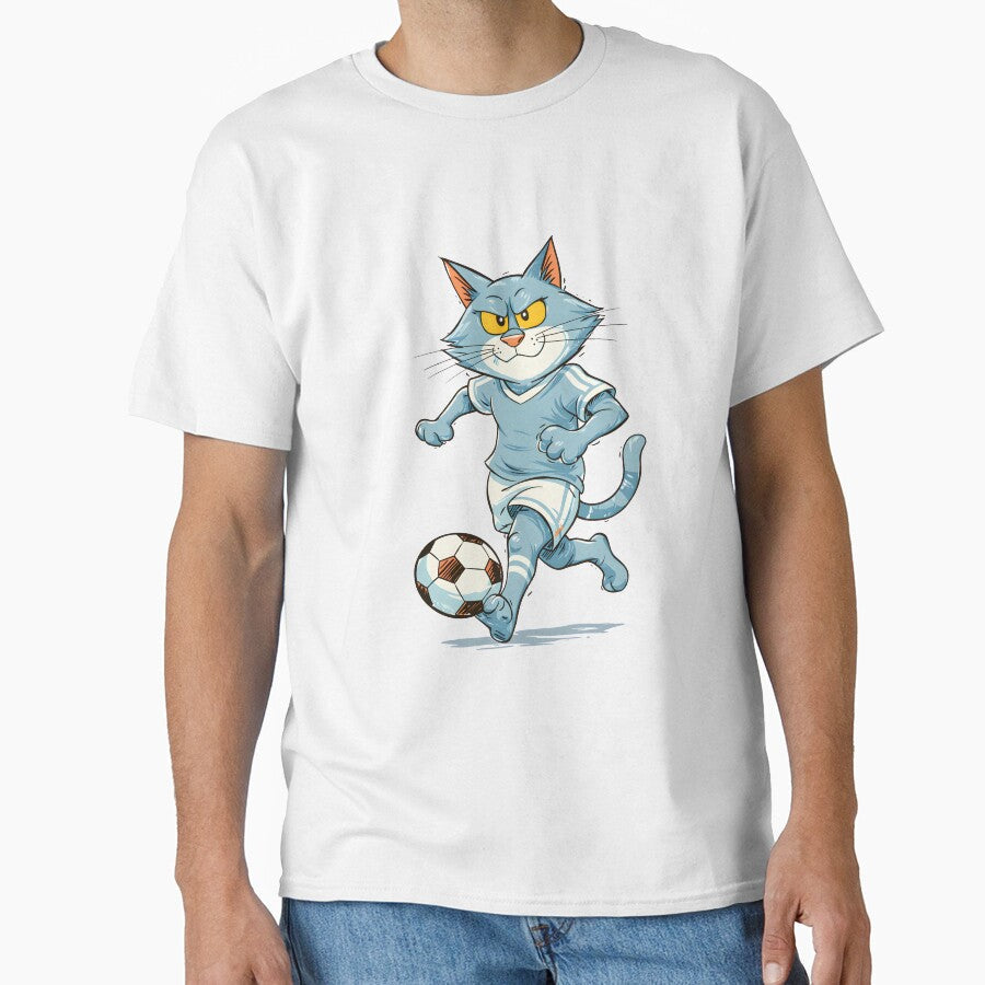 Funny Soccer Cat Cartoon Football Illustration by - Adult & Kids T-Shirts, Sweatshirts & Hoodies apparel design preview 1