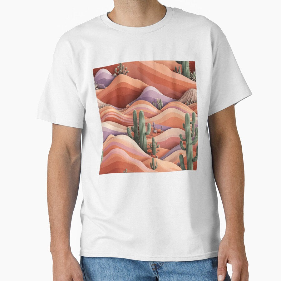 Desert Sunset Layered Dunes, Cacti Dreamy Hues by - Adult & Kids T-Shirts, Sweatshirts & Hoodies apparel design preview 1