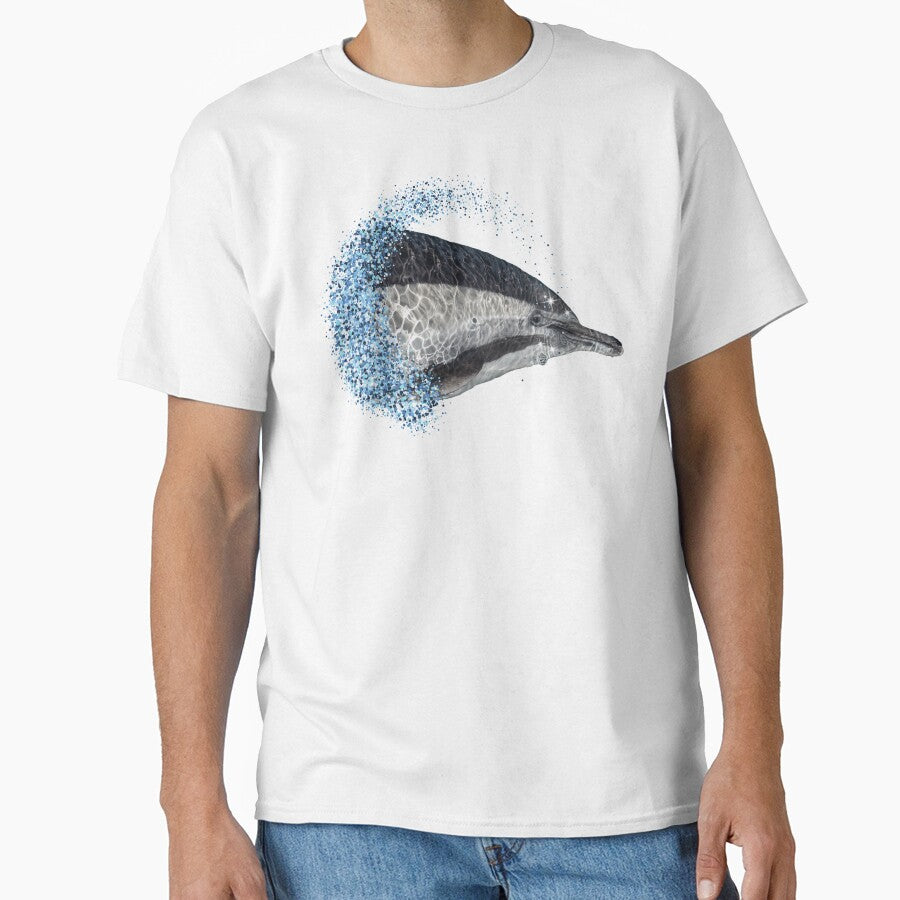 Swimming Dolphin with Glitter Wave by Wild DeZigns - Adult & Kids T-Shirts, Sweatshirts & Hoodies apparel design preview 1