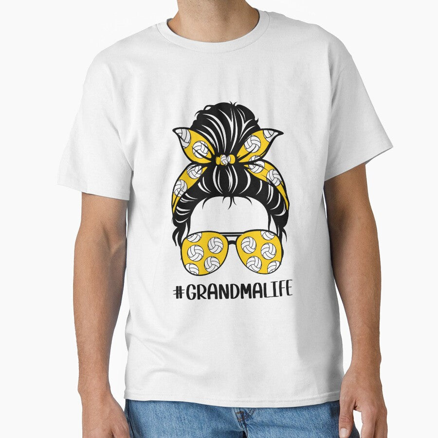 Volleyball Grandma Life Messy Bun by clothesy7 - Adult & Kids T-Shirts, Sweatshirts & Hoodies apparel design preview 1