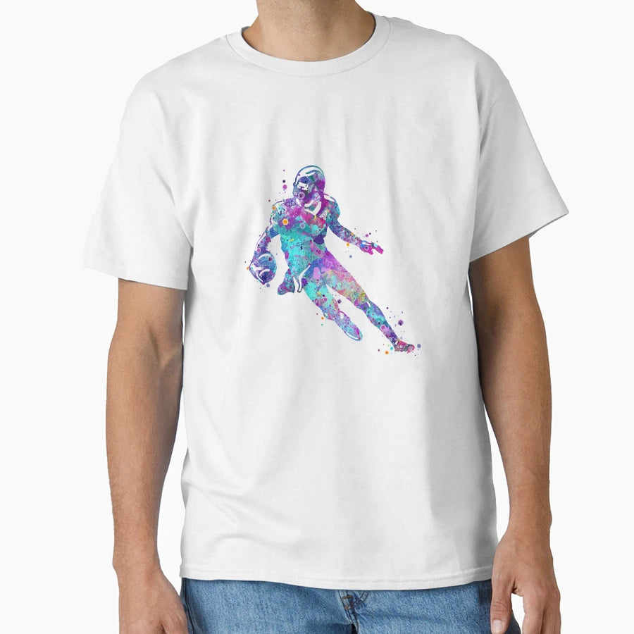 American Football Player Watercolor T-Shirt - Casual Everyday Wear Unisex - T-Shirt, Sweatshirt, Hoodie