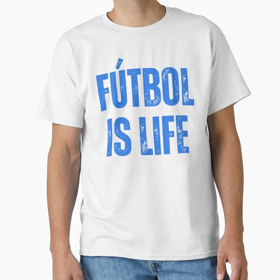 Futbol Is Life Blue White Car Bumper T-Shirt - Minimalist Print Men Women - T-Shirt, Sweatshirt, Hoodie