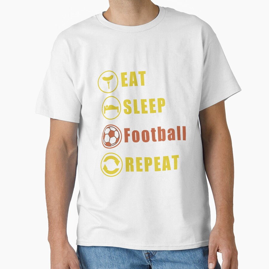 Eat Sleep Football Repeat by teledesign - Adult & Kids T-Shirts, Sweatshirts & Hoodies apparel design preview 1