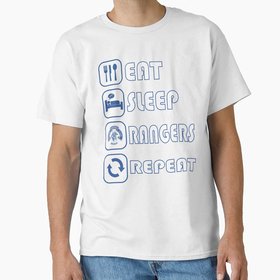 Eat Sleep Football Repeat Rangers Fan T-Shirt - Streetwear Style Men Women - T-Shirt, Sweatshirt, Hoodie