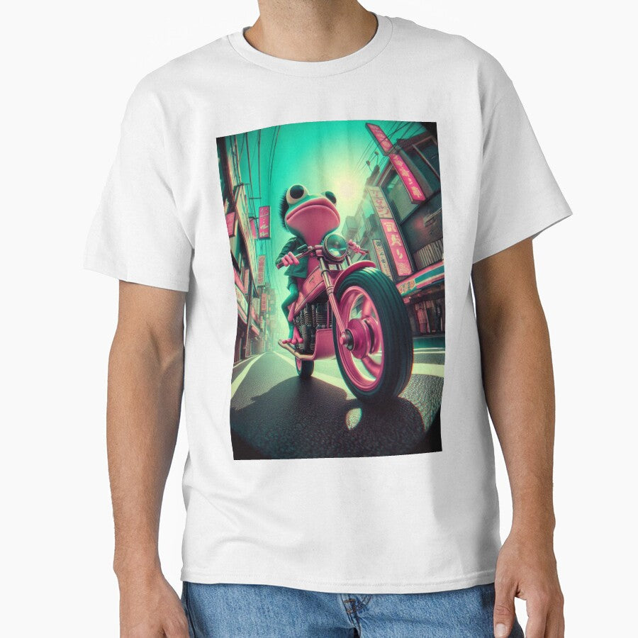 "Ribbit Rip: Amphibian Drift in the Neon Croakzone" - Adult & Kids T-Shirts, Sweatshirts & Hoodies apparel design preview 1