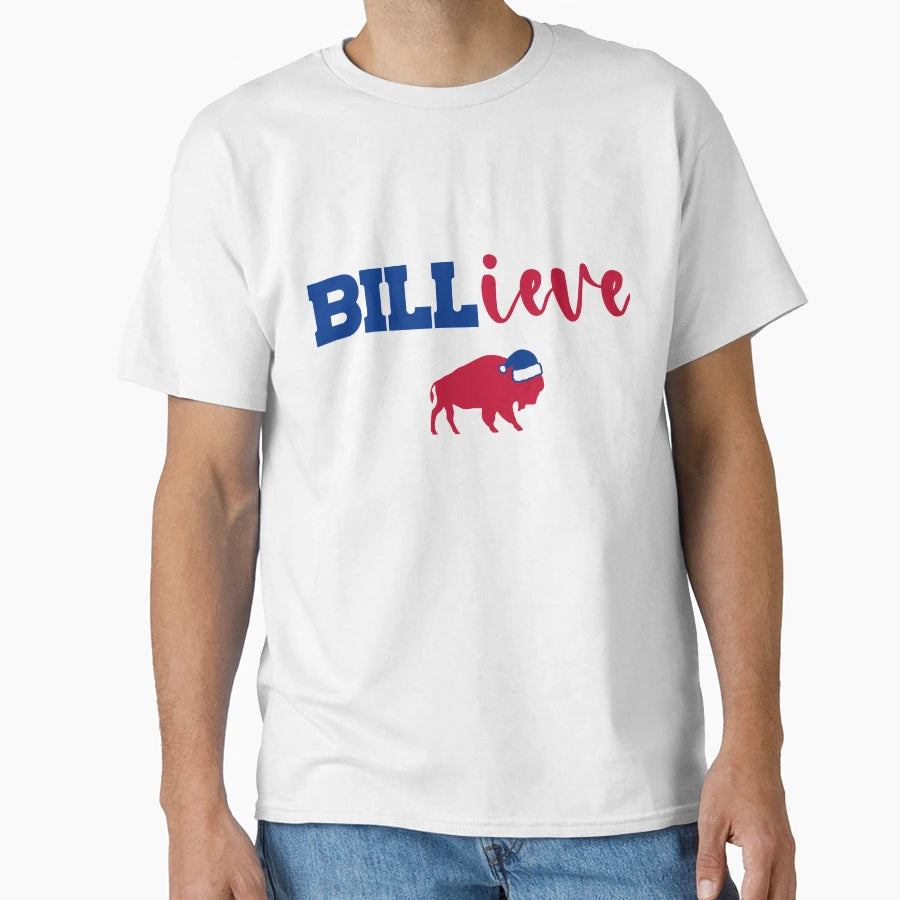 Billieve Buffalo Santa Hat T-Shirt - Unique Graphic Unisex - T-Shirt, Sweatshirt, Hoodie