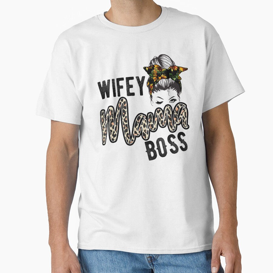 Wifey Mom Boss Leopard Pattern Gift for Special Woman - Adult & Kids T-Shirts, Sweatshirts & Hoodies apparel design preview 1