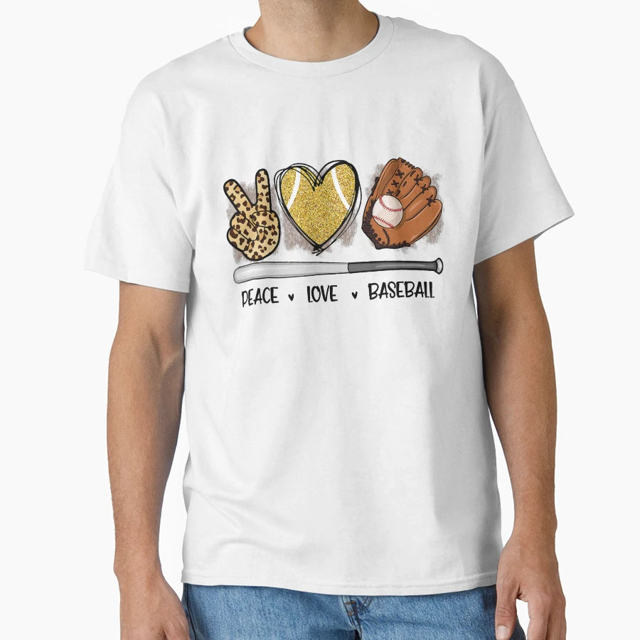 Baseball Peace Love Baseball Game T-Shirt - Fun Novelty Design Men Women - T-Shirt, Sweatshirt, Hoodie