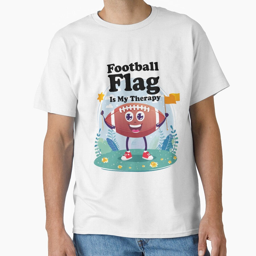 Funny Football Flag Saying Sports Fan Therapy Vibes - Adult & Kids T-Shirts, Sweatshirts & Hoodies apparel design preview 1