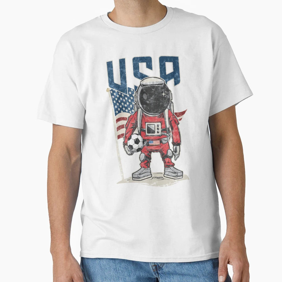 Usa Soccer Astronaut T-Shirt - Graphic Print for Adults - T-Shirt, Sweatshirt, Hoodie