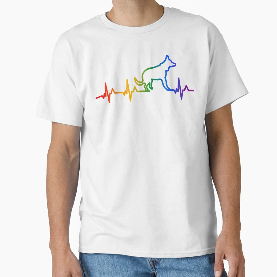 Dog Heartbeat Rainbow T-Shirt - Graphic Print for Adults - T-Shirt, Sweatshirt, Hoodie