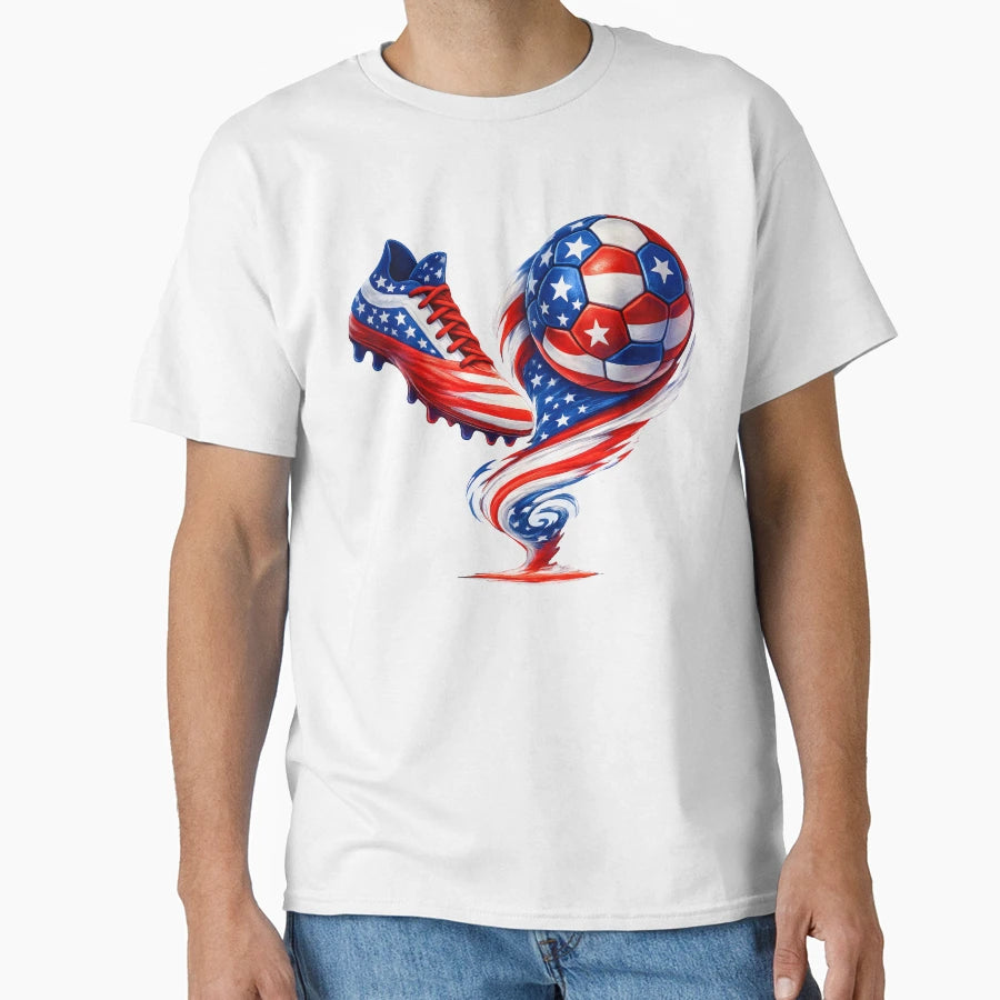 Usa Soccer American Flag Football T-Shirt - Fun Novelty Design for Adults - T-Shirt, Sweatshirt, Hoodie