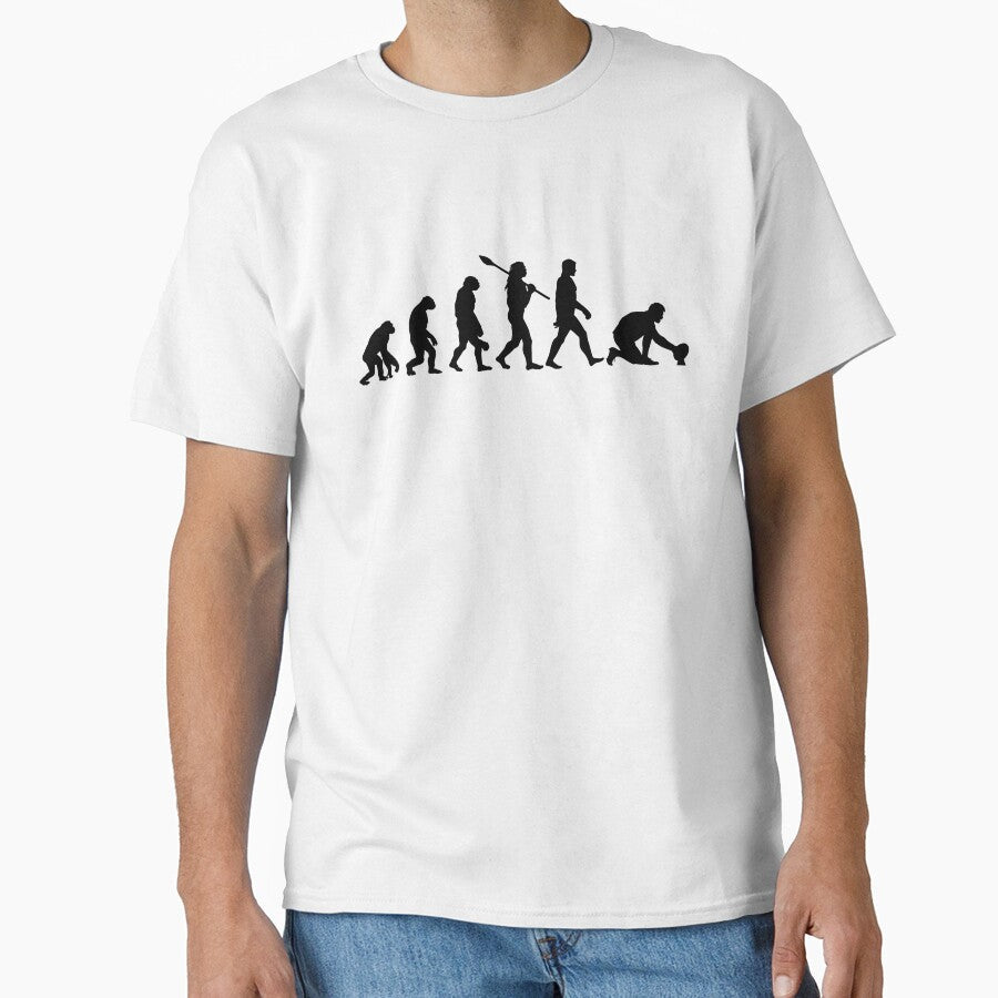 Rugby Player Kicker Funny Human Evolution of Man by - Adult & Kids T-Shirts, Sweatshirts & Hoodies apparel design preview 1