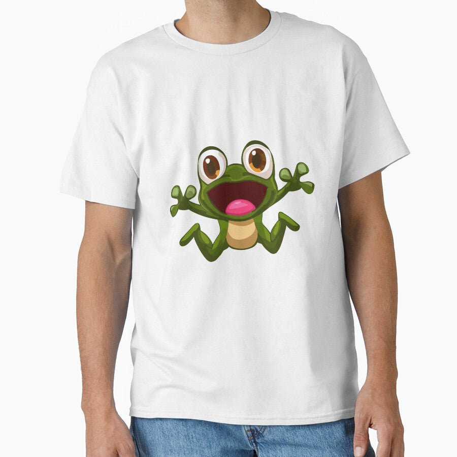 A thrilled frog leaping with wide open eyes and big - Adult & Kids T-Shirts, Sweatshirts & Hoodies apparel design preview 1