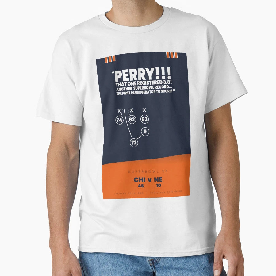 Fridge William Perry Playbook Art T-Shirt - Fun Novelty Design for Adults - T-Shirt, Sweatshirt, Hoodie
