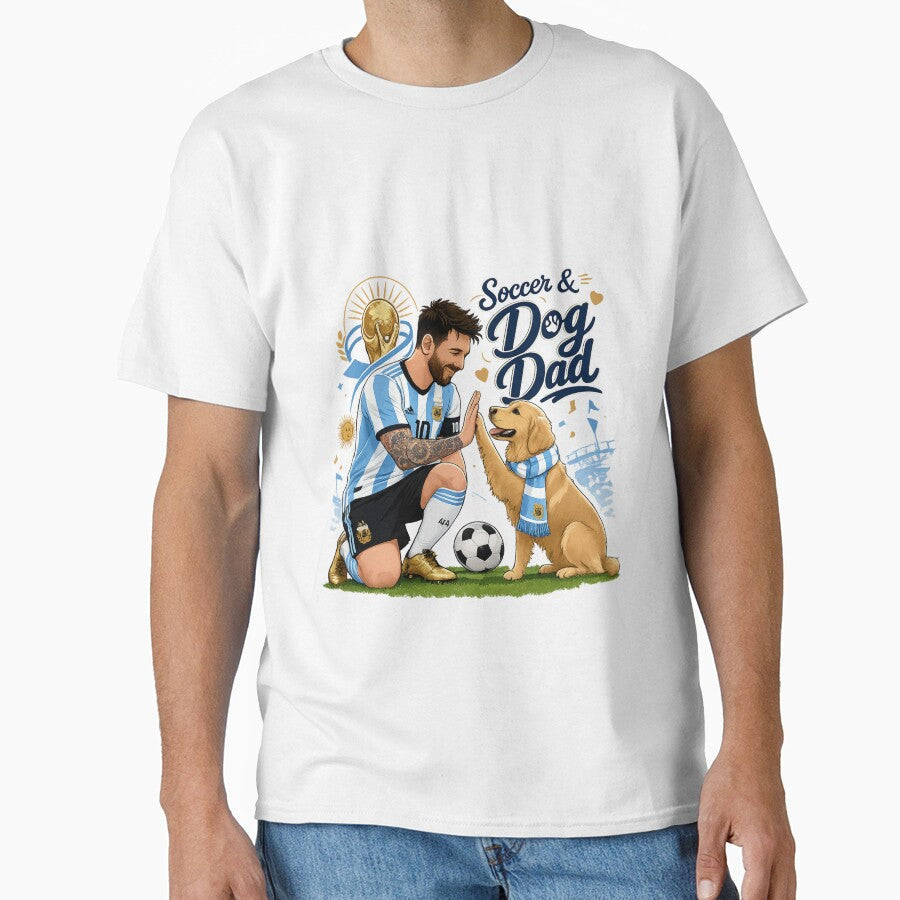 Messi Argentina Golden Retriever Dog Dad Kawaii World - Adult & Kids T-Shirts, Sweatshirts & Hoodies apparel design preview 1