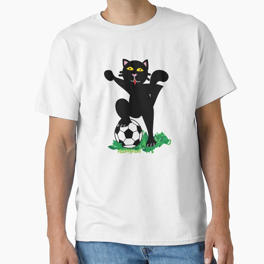 Soccer player black cat by fluffyfamcraft - Adult & Kids T-Shirts, Sweatshirts & Hoodies apparel design preview 1