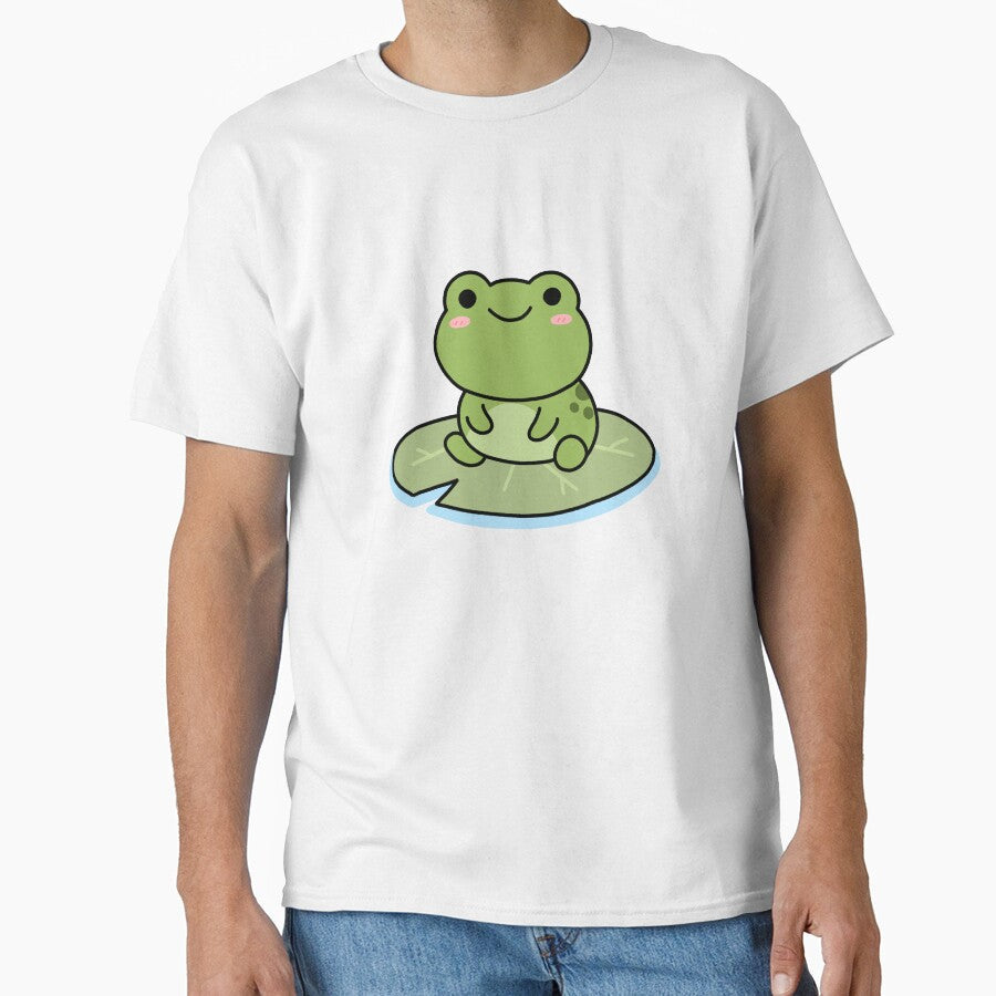 Cute Sleeping Frog on Lily Pad by artwithsushie - Adult & Kids T-Shirts, Sweatshirts & Hoodies apparel design preview 1
