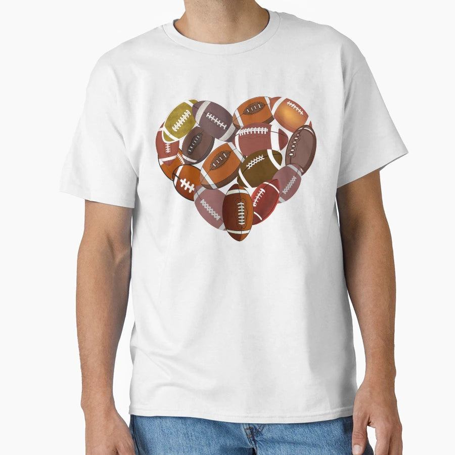 Heart Filled Rugby Balls T-Shirt - Custom Art Print Men Women - T-Shirt, Sweatshirt, Hoodie