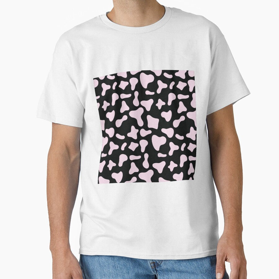 Pink Cow Pattern on Black Holstein by Cow-Print-Stuff - Adult & Kids T-Shirts, Sweatshirts & Hoodies apparel design preview 1