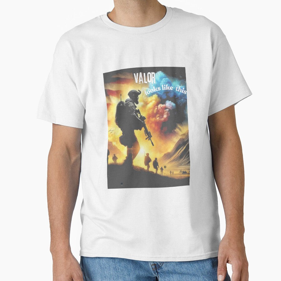 Explosive Valor: Soldier Leading Troops by ValorVerse - Adult & Kids T-Shirts, Sweatshirts & Hoodies apparel design preview 1