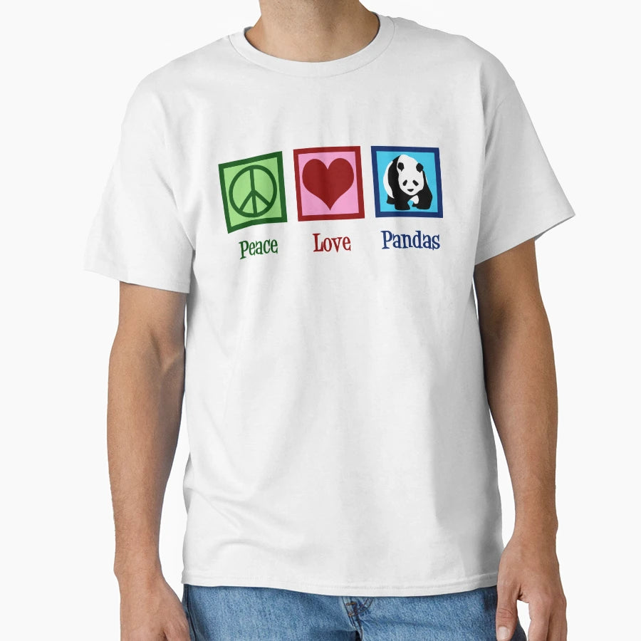 Peace Love Pandas T-Shirt - Aesthetic Graphic for Adults - T-Shirt, Sweatshirt, Hoodie