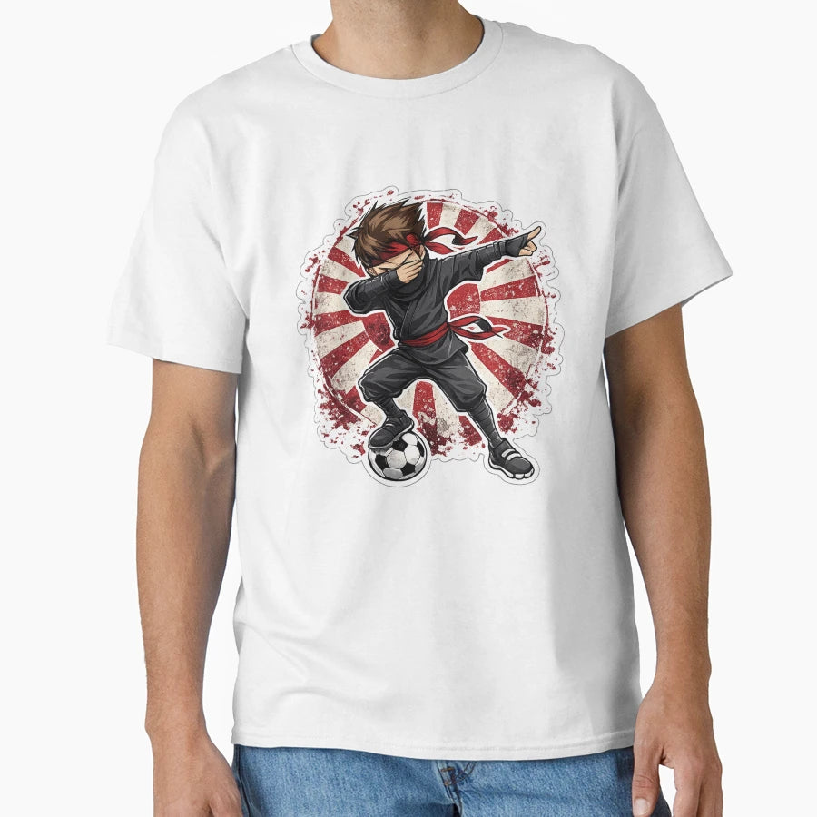 Dabbing Ninja Soccer Japan Flag T-Shirt - Unique Graphic Men Women - T-Shirt, Sweatshirt, Hoodie