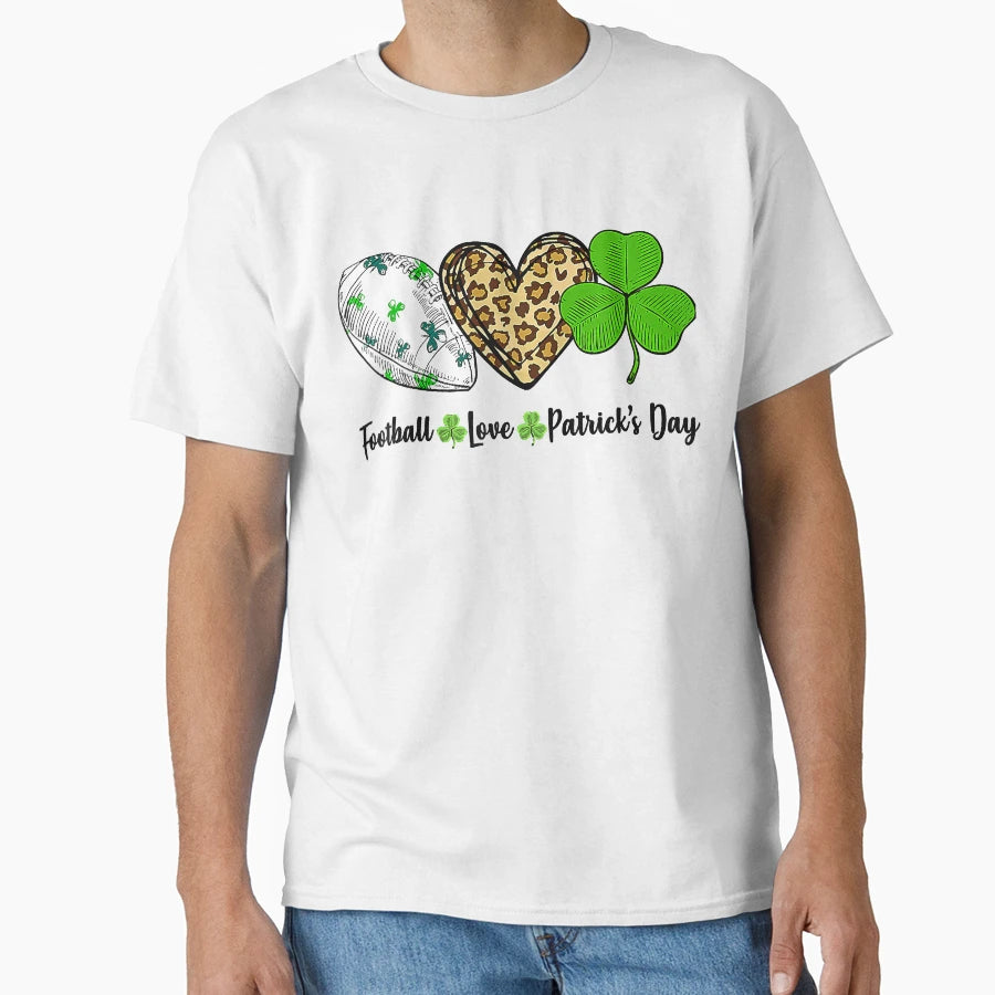 Football Love Leopard Heart Shamrock T-Shirt - Fun Novelty Design Unisex - T-Shirt, Sweatshirt, Hoodie