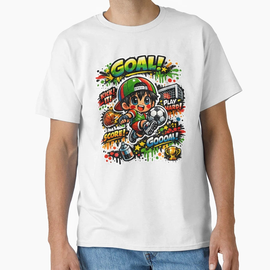 Goal Dreamer Kawaii Graffiti Soccer T-Shirt - Custom Art Print Unisex - T-Shirt, Sweatshirt, Hoodie