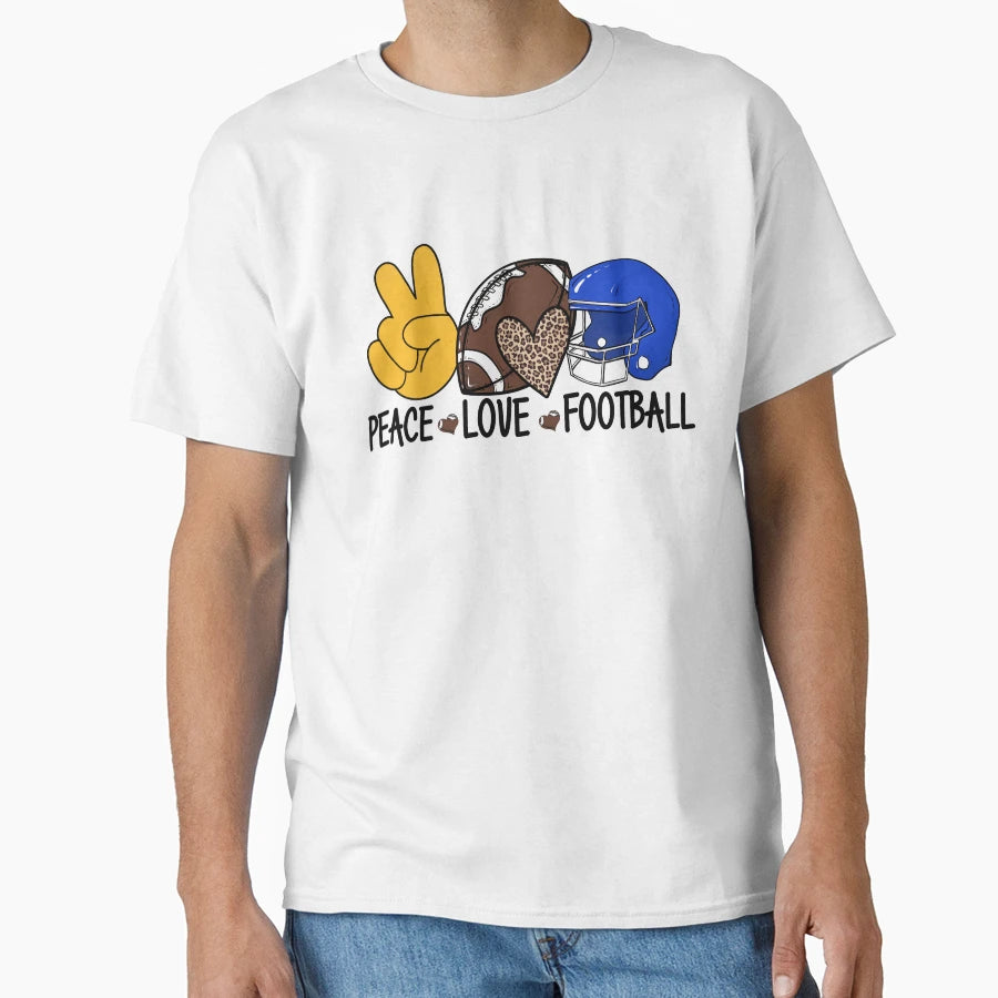 Peace Love Football T-Shirt - Novelty Apparel for Adults - T-Shirt, Sweatshirt, Hoodie