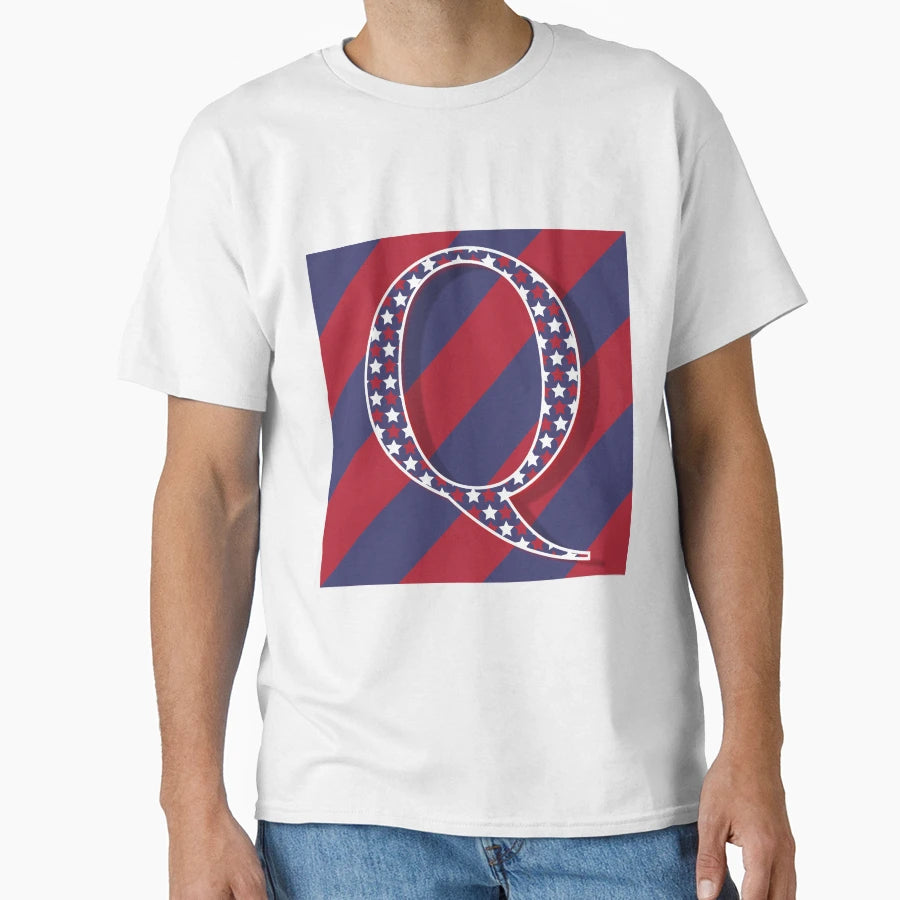 Letter Q Americana Old Glory Red T-Shirt - Fun Novelty Design for Adults - T-Shirt, Sweatshirt, Hoodie