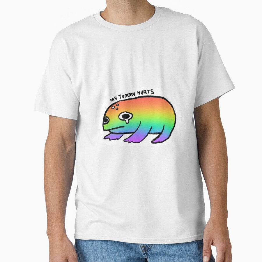 Rainbow frog my tummy hurts by iristocat - Adult & Kids T-Shirts, Sweatshirts & Hoodies apparel design preview 1